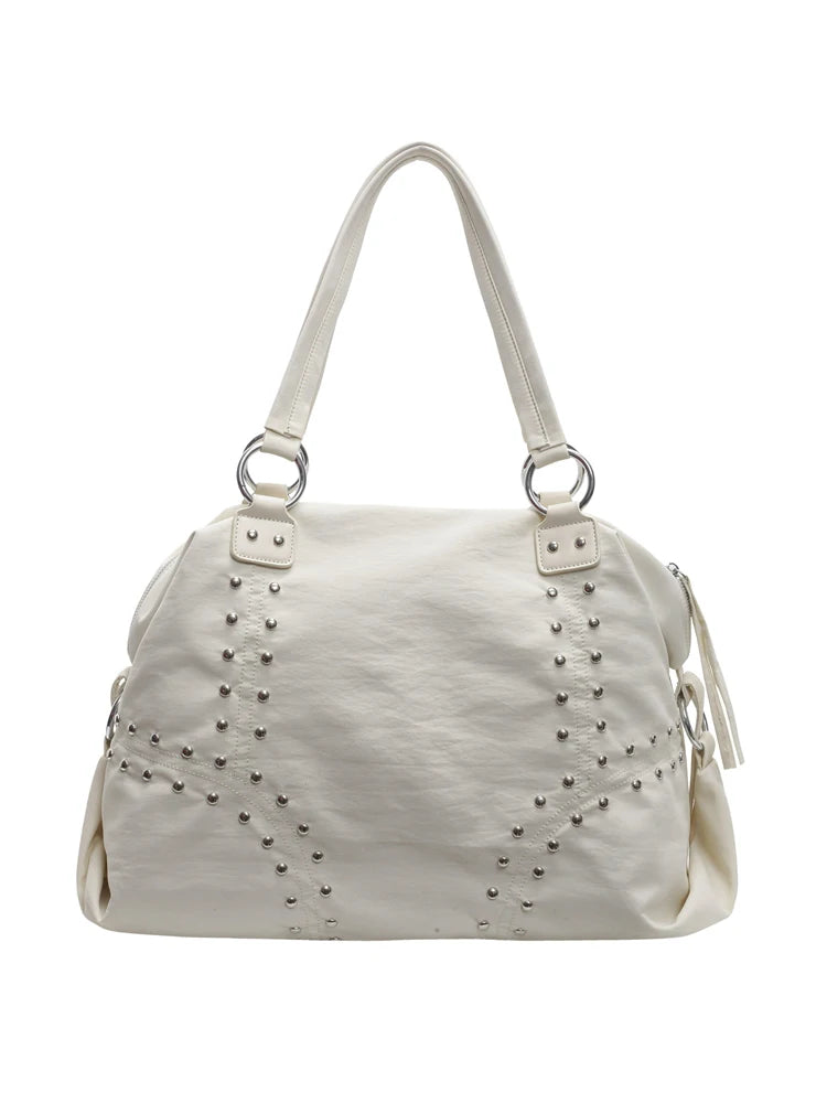 Lunivop   Faionable Nylon Rivet Underarm Tote Bag Women's Large oulder Bag Commuter Bag Sli Autumn Trend Youth Pure Color Bag
