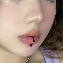 Lunivop Lip Piercing Skull Lip Ring Labret Piercing Pink Skeleton Head Helix Piercing Earring Jewelry Body Accessories for Women