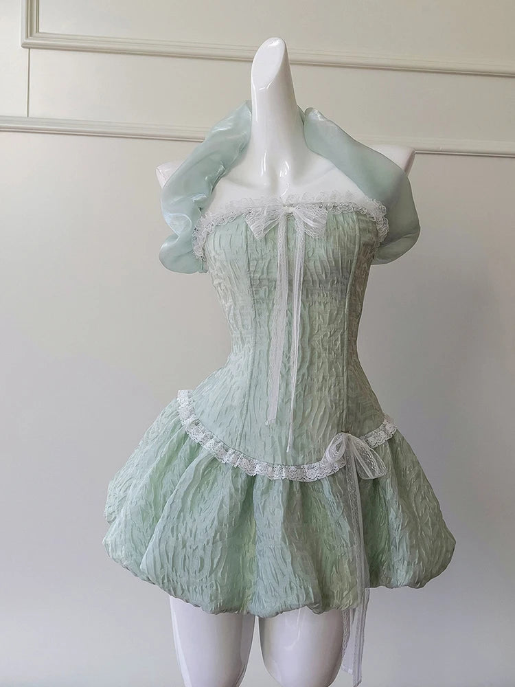 Lunivop Fashion Strapless Collar Above Knee Length Women's Dress Suspender Female Party Dresses New Tide 2025 Summer