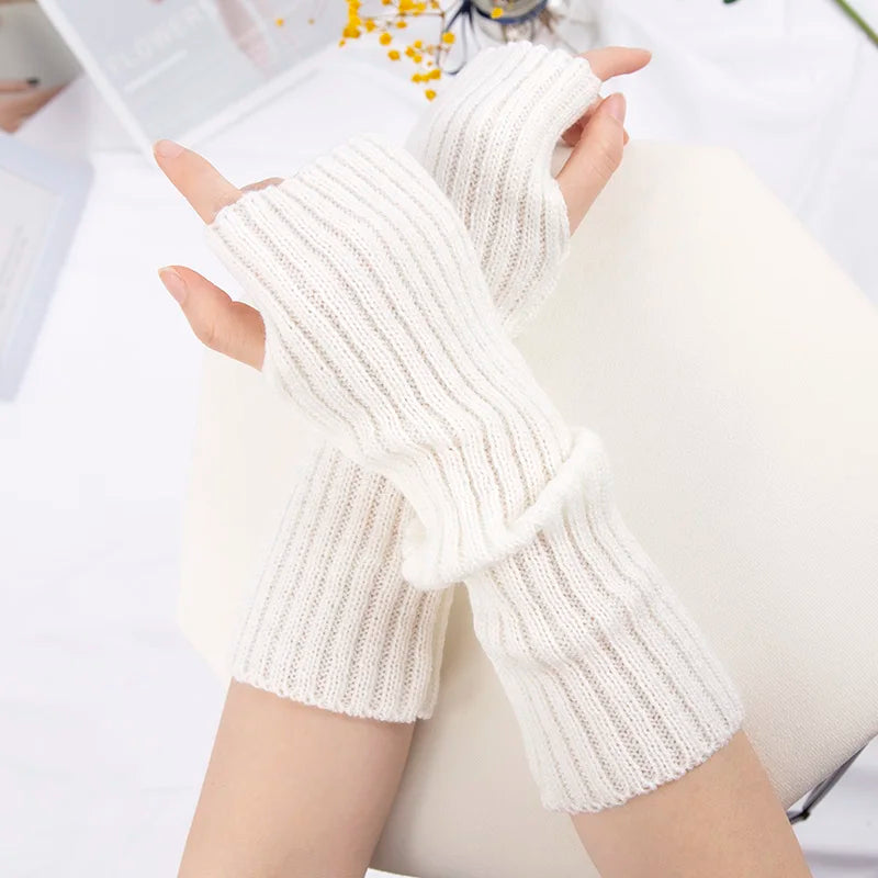 Lunivop Long Fingerless Gloves Women Mitten Winter Arm Warmer Kawaii Knitted Sleeve Soft Girls Anime Clothes Punk Gothic Lolita Gloves