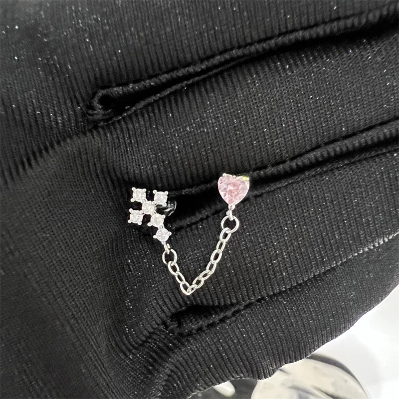 Lunivop 1PCS Cute Pink Zircon 316L Stainless Steel Ear Bone Nail New Fashion Y2K Punk Small Earring for Women Cochlea Jewelry Party Gift