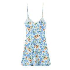 Lunivop  Pink Floral Print Backless Sling Dress Summer Woman Spliced Lace Bow V neck Mini Short Robe Beach Holiday Vestidos