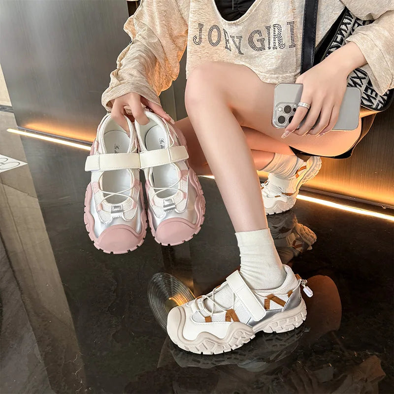 Lunivop Autumn New Platform Thick-Soled Ballerina Shoes for Women Low-top Sport Shoes Sandals Trendy Mary Jane Women Shoes Zapatos