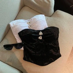 Lunivop  American Sexy Minority Unique Vest Spice Girls Advanced New Vintage Tanks Elegant Slim Velvet Diamond Strapless Tops