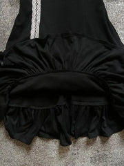 Lunivop  Gothic Sweet Black Lace Spliced Bow Mini Dress Women Vintage Y2k Aesthetic Slim Fit Waist Ruffles A-line Party Dresse