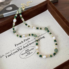 Lunivop New Arrival Trendy Natural Freshwater Pearl & Jade Stone 14K Gold Filled Female Jewelry Set For Women Necklace Bracelet Gifts