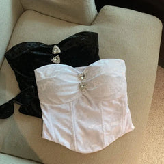 Lunivop  American Sexy Minority Unique Vest Spice Girls Advanced New Vintage Tanks Elegant Slim Velvet Diamond Strapless Tops