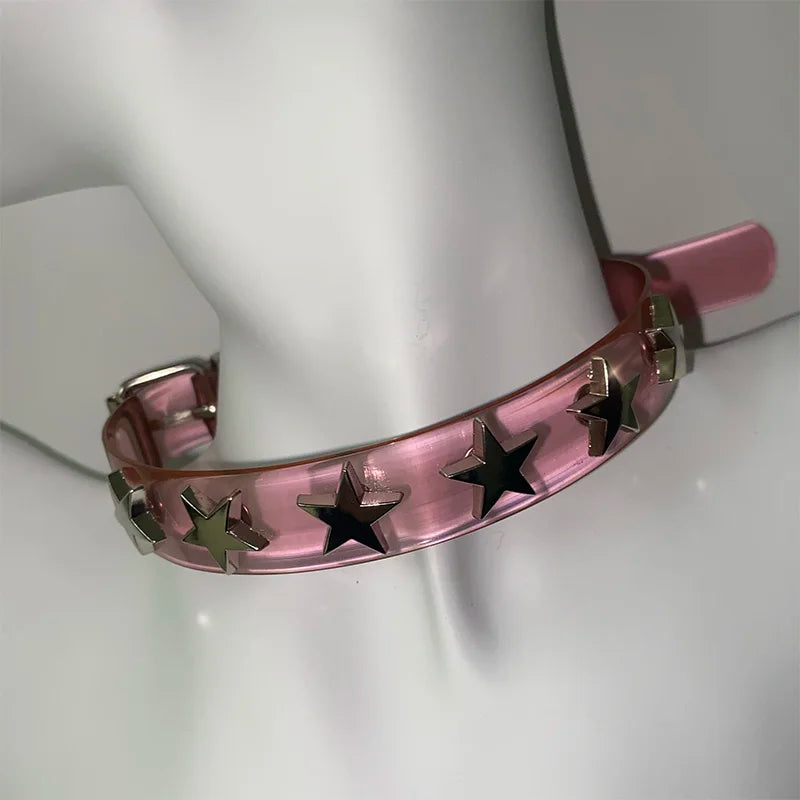 Lunivop New INS Hip Hop Punk Y2K Star Rivet Pink Choker Collar Necklace For Women Niche Design Charms Trendy Jewelry Accessories Gifts