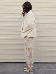 Lunivop  Lace Trim Drawstring Hem Pants Sheer Floral Print Baggy Fit Summer Vacation Women Trousers Trendy Romantic Lady Date Outfit