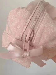 Lunivop  Sweet Floral Pink Chic Makeup Bag Women Zipper Student Pencil Bags Female Vintage High Quality Preppy Style Cute Mini Bags Y2K