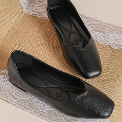 Lunivop  Summer Soft Leather Slip-Resistant Work Shoes for Women Black Flat Professional Square Toe Office Mary Jane Shoes Loafers