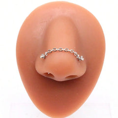 Lunivop  1pc Fashionable Stainless Steel Nose Stud With Chain, 20G Spiral Nose Stud, 4.2cm Heart-Shaped Chain, Nose Jewelry Accessory