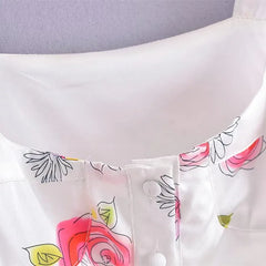 Lunivop  Summer U Collar White Print Flower Sleeveless Bodysuits Women Ruched Ruffles Hem Skirt-shorts Jumpsuit Tank Romper Overalls