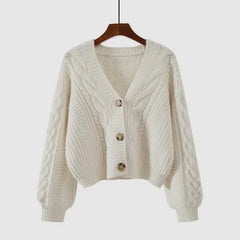 Lunivop Knit Cardigan for Women Regular Fit Button-up V-Neck Crop Sweater Jacket Teen-girl Fall Winter Vintage Outfit