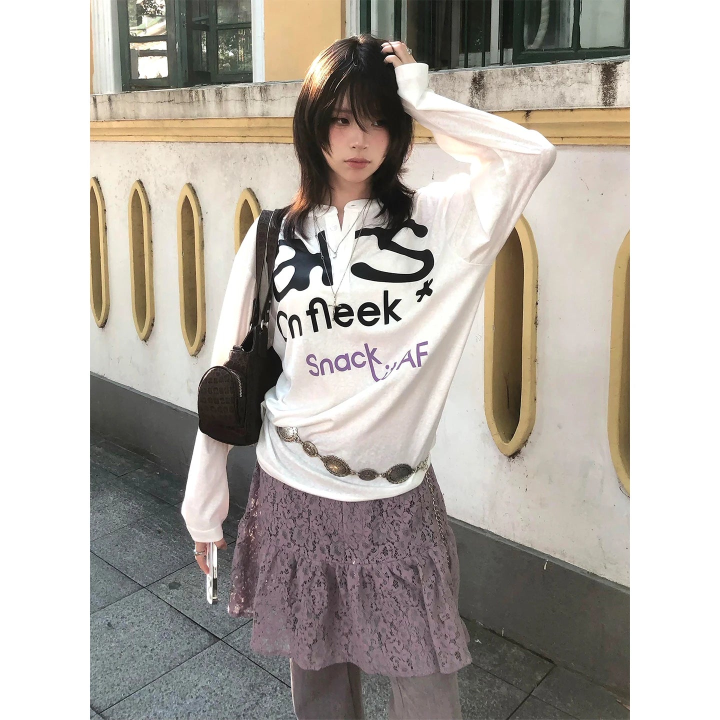 Lunivop Harajuku Print T-shirt Women Long Sleeve Loose Casual Tops Y2k Vintage Grunge Tops Japanese 2000s Streertwear Tshirts