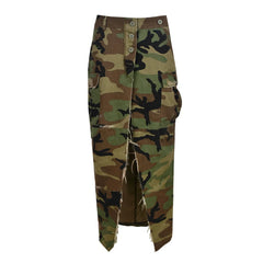 Lunivop  Summer New Womens Clothing Cargo Skirt Pocket Button Split Hight Waist Fashion Printed Camo Skirt Y2K Streetwear