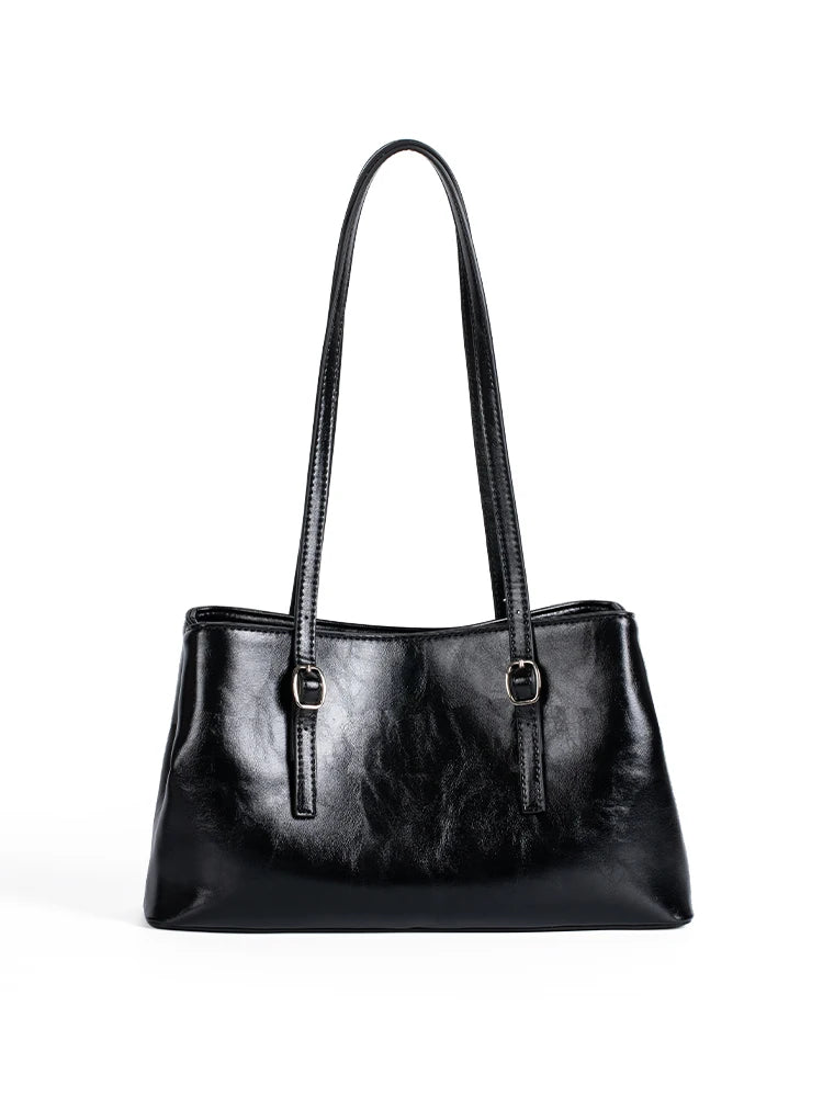 Lunivop   High Quali Oil Wax Leather Tote Bag Large Capaci Commuter Simple oulder Bag Women Autumn Winter Sli Handbag