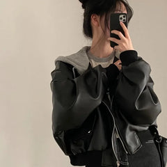 Lunivop Autumn Winter Vintage Lazy Punk Jackets Solid American Bike Harajuku Office Lady Women Coats Y2k Aesthetic Zip Up Clothes