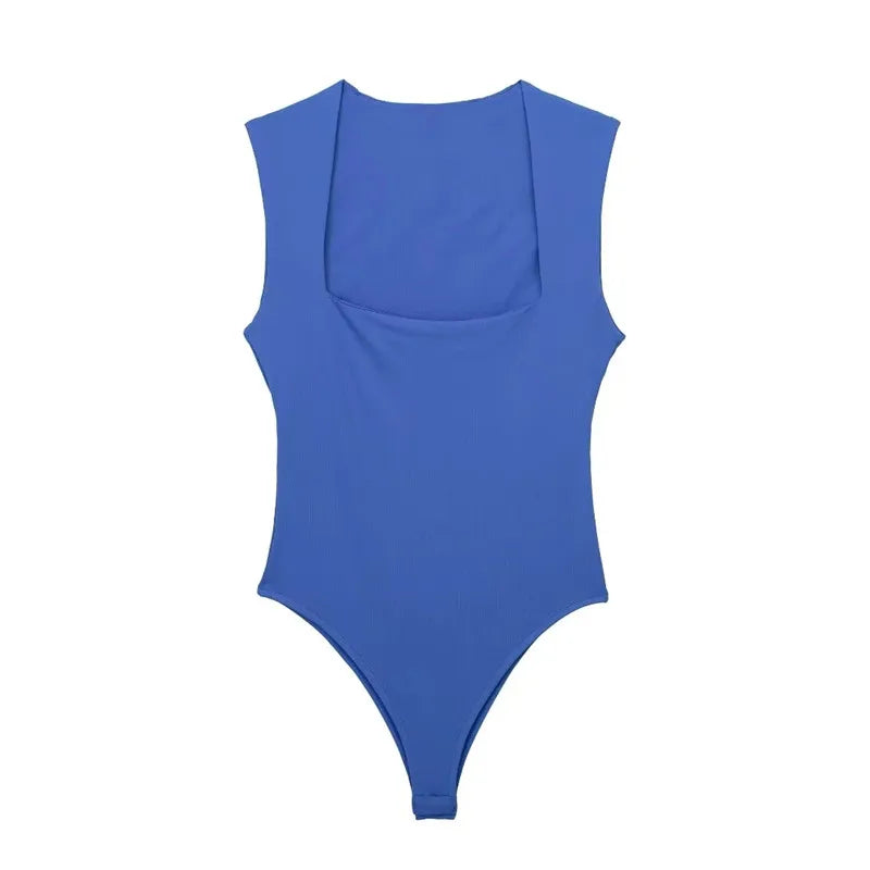 Lunivop 2025 Black Woman Body Square Neck Sleeveless Bodysuit Women Blue White Sexy Tight Bodysuit Lingerie Bodycon Summer Tops