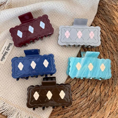 Lunivop  Fashion Blue Rectangular Hair Claws For Women Minimalist Half Zip Hair Clip Shark Clip Ponytail Clip Hair Accessories