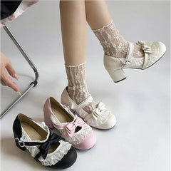 Lunivop  Sweet Design Girl Thick Heel Women JK Mary Jane Shoes Butterfly-knot Chunky Lolita Shoes Spring Women Elegant Party Dress Pumps
