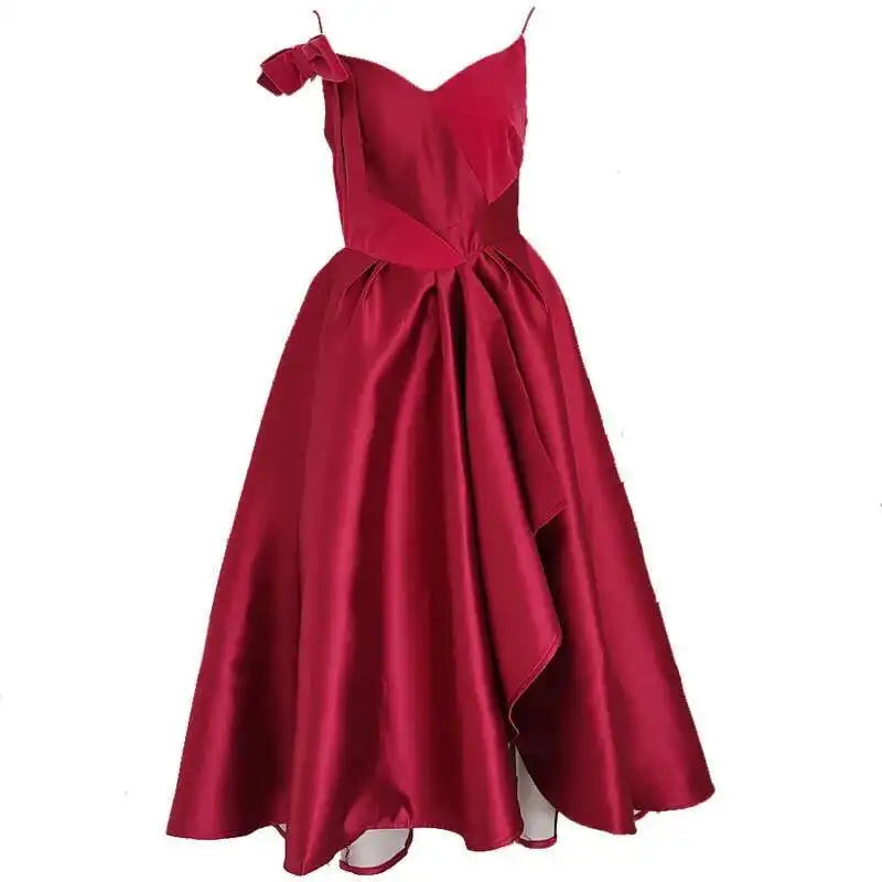 Lunivop Spring New French Style Design Halter Dress Women 3D Bows V-Neck High Waist Splicing Hit Color Split Long Dresses