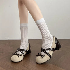 Lunivop  Retro Round Head Head Mary Jane Shoes Women's Spring Design Thick Heel Shoes New Female Butterfly Knot Buckle Party Pumps