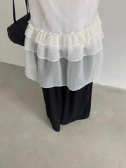 Lunivop Korean Style Lace Tank Tops Women Y2k Fairycore White Ruffle Sleeveless Dress See-through Aesthetic Kpop Mesh Dress