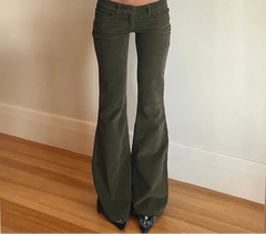 Lunivop  Retro Corduroy Low Rise Pants y2k Streetwear Solid Slim-fitting Flared Pants for Women Korean Fashion Trousers Aesthetic