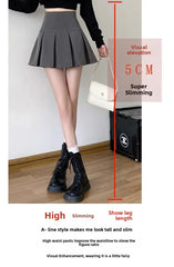 Lunivop Elegant High-waisted Pleated Skirt Autumn New Style Korean Women's Clothing Versatile Zipper-up Cropped A- skirt
