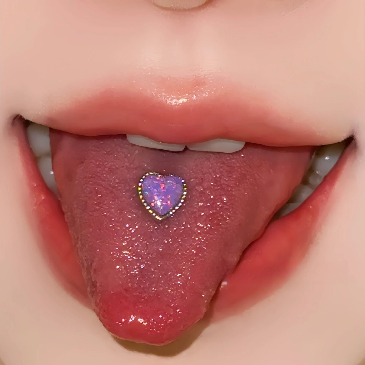 Lunivop  1Pc Trendy Sweet Cool Style Stainless Steel Heart Chain Tongue Stud for Cool Girls Unique Body Piercing Gift
