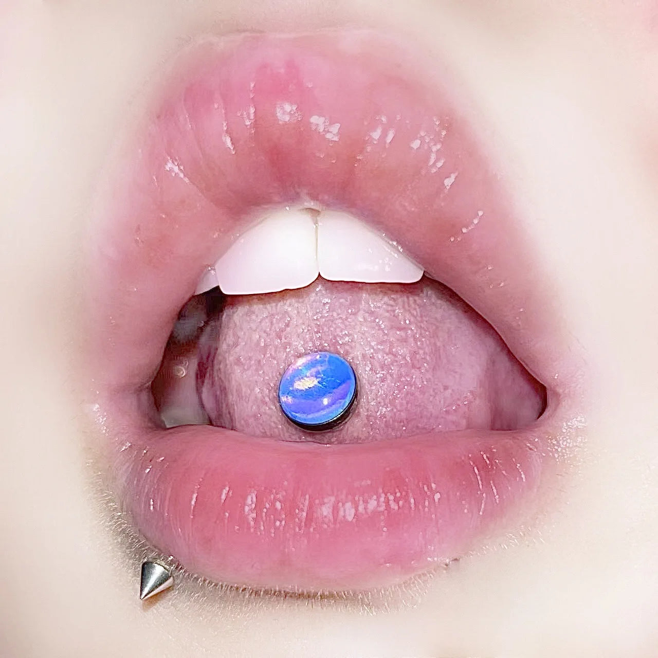 Lunivop Titanium Steel 316L Tongue Ring Multi-color Glitter Bright Film Straight Rod Drip Tongue Piercings Fashion Body Jewelry