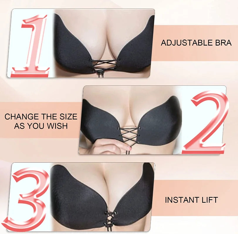 Lunivop Women Invisible Bras Sexy Push Up Bras Backless Strapless Adhesive Stick Bra Lingerie Grils Seamless Silicone Bralette Underwear