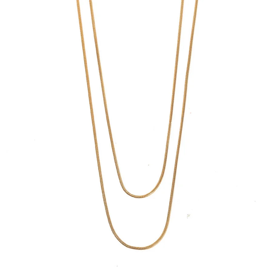 Lunivop New Trendy Simple Golden Silver Plated Long Snake Chain for Women Exquisite Stainless Steel Chain Sweet Elegant Party Jewelry