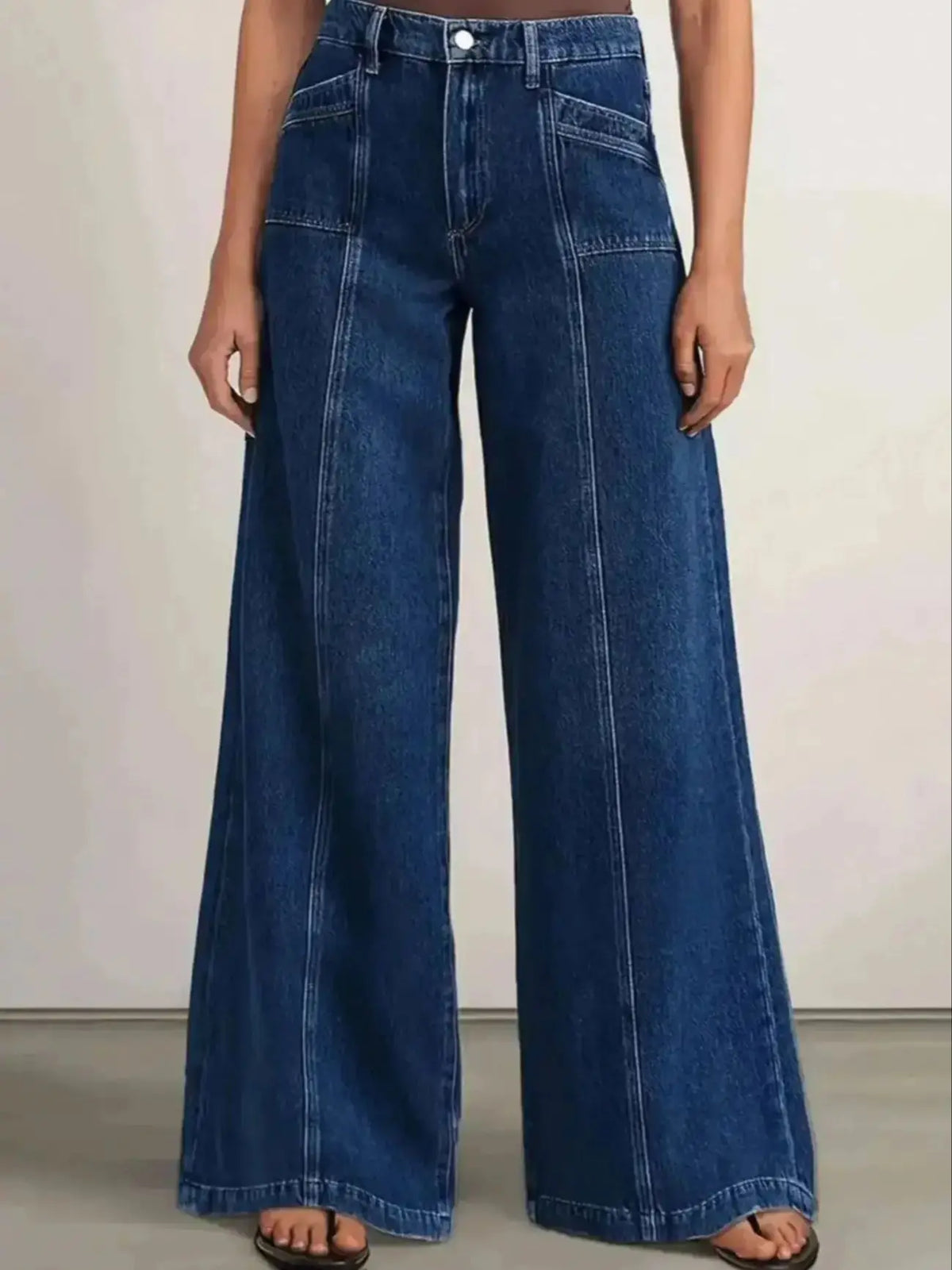 Lunivop  Women’s Deep Blue Wide Leg Jeans - Stylish Denim Trousers for Comfort and Versatility