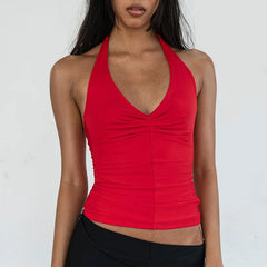 Lunivop Halter Ruched Solid Bodycon Womne'S Cami Tops Summer Y2K Streetwear Party Club Sexy 2024 Fashion Casual Clothes