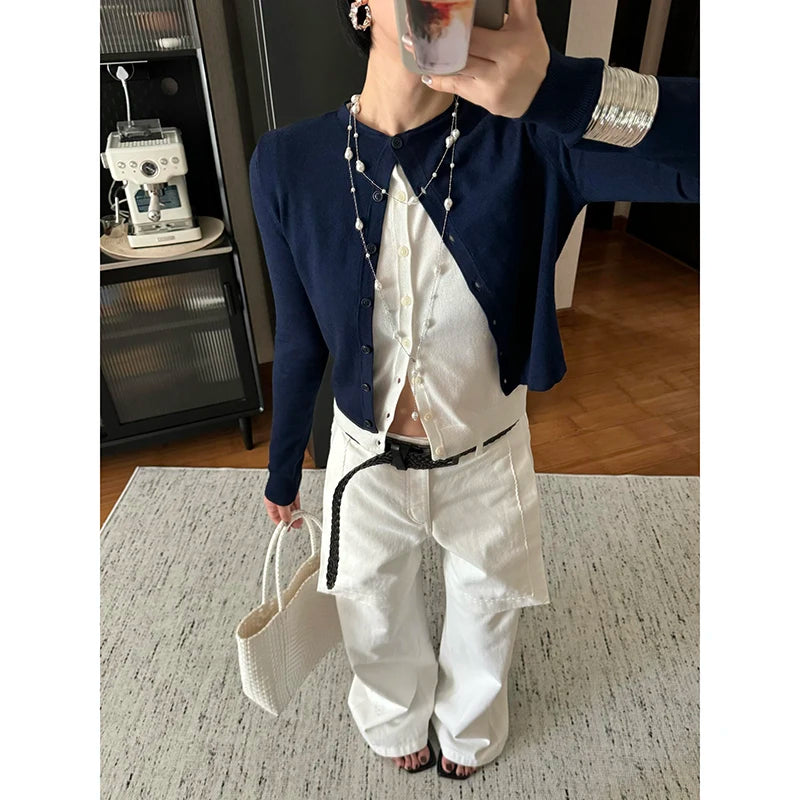 Lunivop Bottoms Chic Fake Y2k Jeans Streetwear Vintage Flare Pants for Women Casual High Waist Denim Trousers Pantalon Femme
