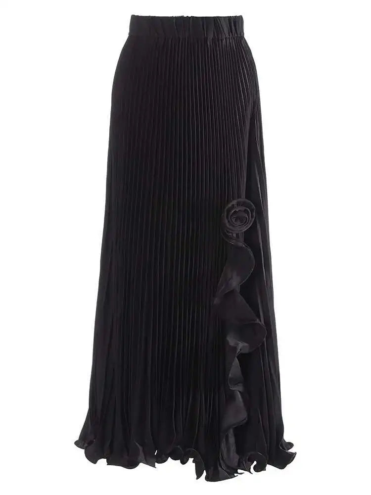 Lunivop Fashion Women's High Waist Skirt 3D Flower Asymmetric Lotus Leaf Edge A Line Female Skirts New Tide