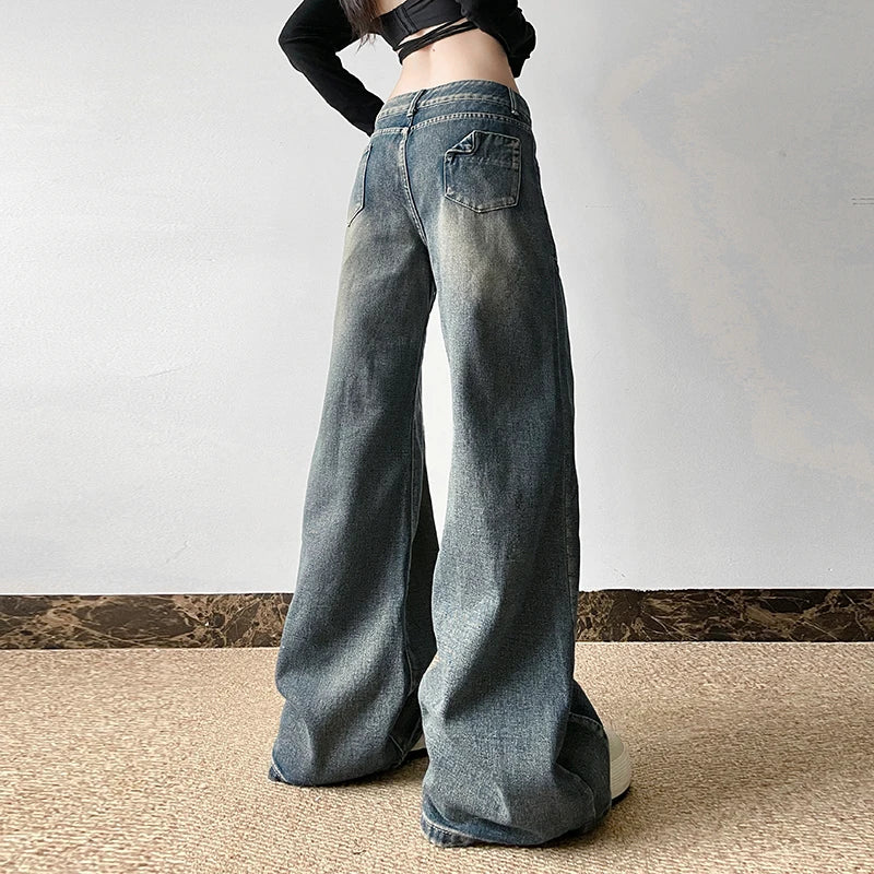 Lunivop  Baggy y2k Distressed Jeans 90s Streetwear Low Rise Vintage Loose Denim Pants Patchwork Mom Jeans Autumn Harajuku Clothing