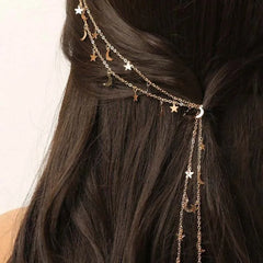 Lunivop  1Pcs Fashion Moon Star Braided Hair Clip For Women Elegant Metal Long Tassel Chain Hair Chain Hair Accessories