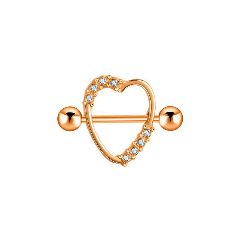 Lunivop 1pc Love Heart Nipple Piercing Stainless Steel Crystal Sexy Nipple Ring Nails Barbell Body Pierced Jewelry Chest Decor Party