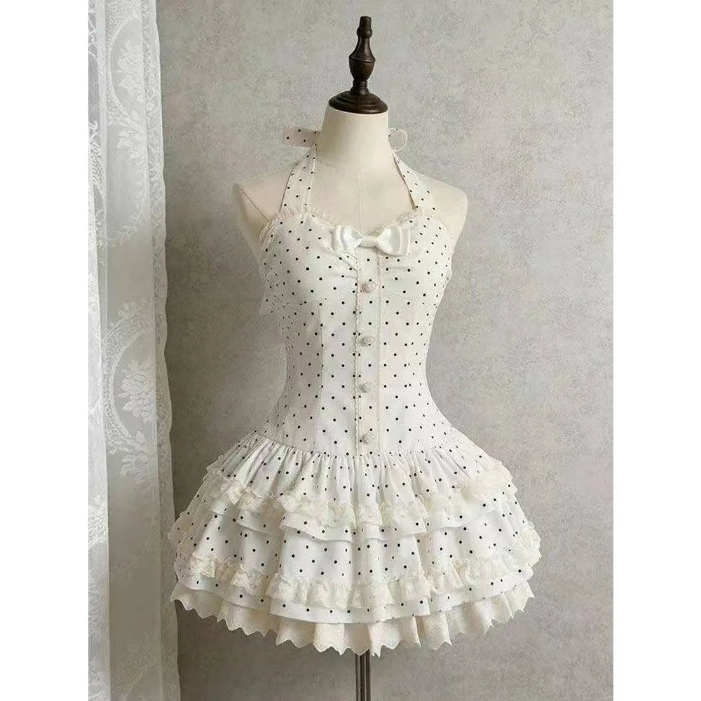 Lunivop  Japanese Gothic Style Striped Bow Lolita Dress Women Lace Slim Bandage Shirt Dresses Y2k Aesthetics Party Mini Dresses Design
