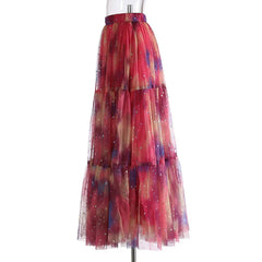 Lunivop Fashion Gradient Color Sequin Skirt Women's Large Swing Mesh Fluffy Skirts 2025 Summer New Tide