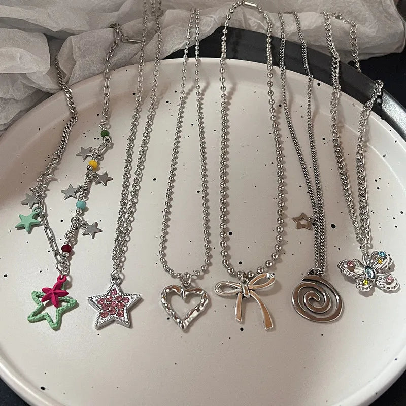 Lunivop Butterfly Star Necklace For Women New Trend Vintage Simple Love Heart Pendant Elegant Party Jewelry Birthday Gifts