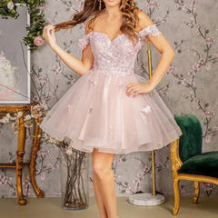 Lunivop  Vintage Appliques Tulle Strap Graduation Formal Prom Party Gown Short Wedding Dresses Mini Robe De Soiree