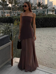 Lunivop Summer Female With Ribbon Long Dress Elegant Mesh Backless Patchwork Slim Fashion Party Dress Gown Women's Bodycon Dress