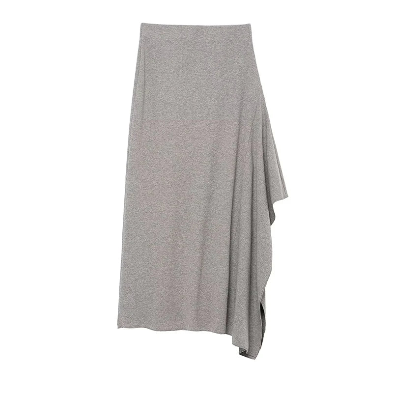 Lunivop  High Waist Skirt Women's Spring Autumn Long Skirt Casual Asymmetrical Hem Ruffles Midi Skirts For Women New ﻿