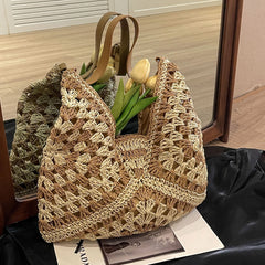Lunivop  Summer Artistic Beach Vacation Large Bag for Women New Style Casual Large Capacity Straw Woven Tote Bag Versatile for Work and Commuting