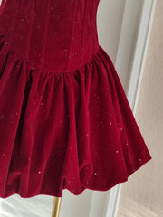 Lunivop  French Women's Velvet Lace-up Dresses Strapless High Waist Sleeveless Slim Elegant Dress Female Autumn 2025 New