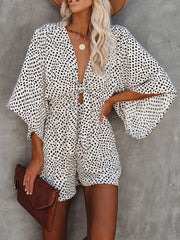Lunivop  Spring Women's V-neck Lacing Loose Jumpsuit Fashion Leopard Print Long Sleeved Jumpsuit Casual Versatile Holiday Style Jumpsuit